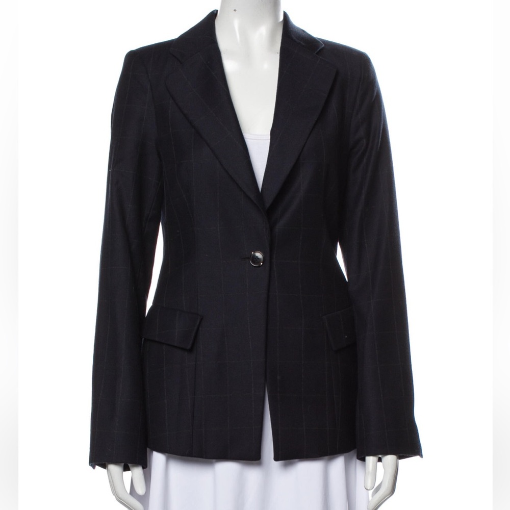 Giorgio Armani Navy Plaid Blazer